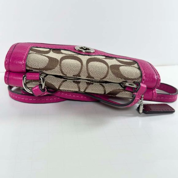 Coach Crossbody Hot Pink Tan Wallet 6x4.5 - Picture 4 of 7